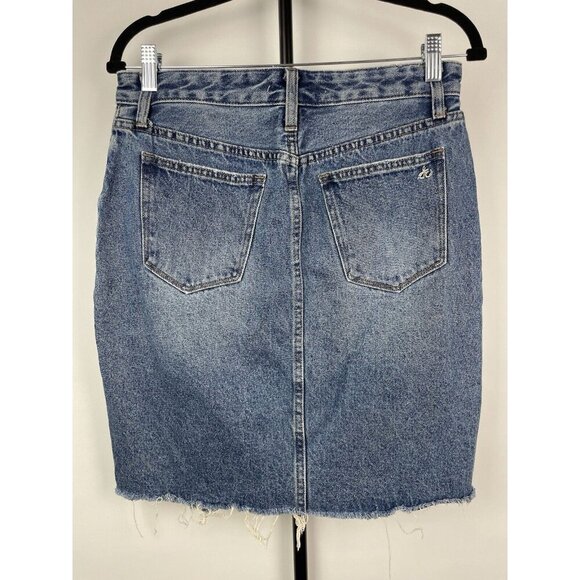 Sam Edelman Medium Blue Wash The Riley Asymmetrical Raw‎ Hem Denim Jean Skirt 29 - Picture 3 of 7
